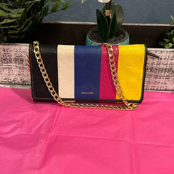Balenciaga Auth multi color leather wallet (chain not included) - Picture 1 of 17